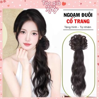 Tóc giả đuôi kẹp xoăn sóng phối búi ngoạm xoăn phong cách cổ trang cho nữ