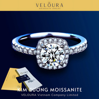  Nhẫn Nữ Kim Cương Moissanite 2 Carat Cao Cấp Mặt Vuông - Chính Hãng VELOURA | GRA VJN005.2 