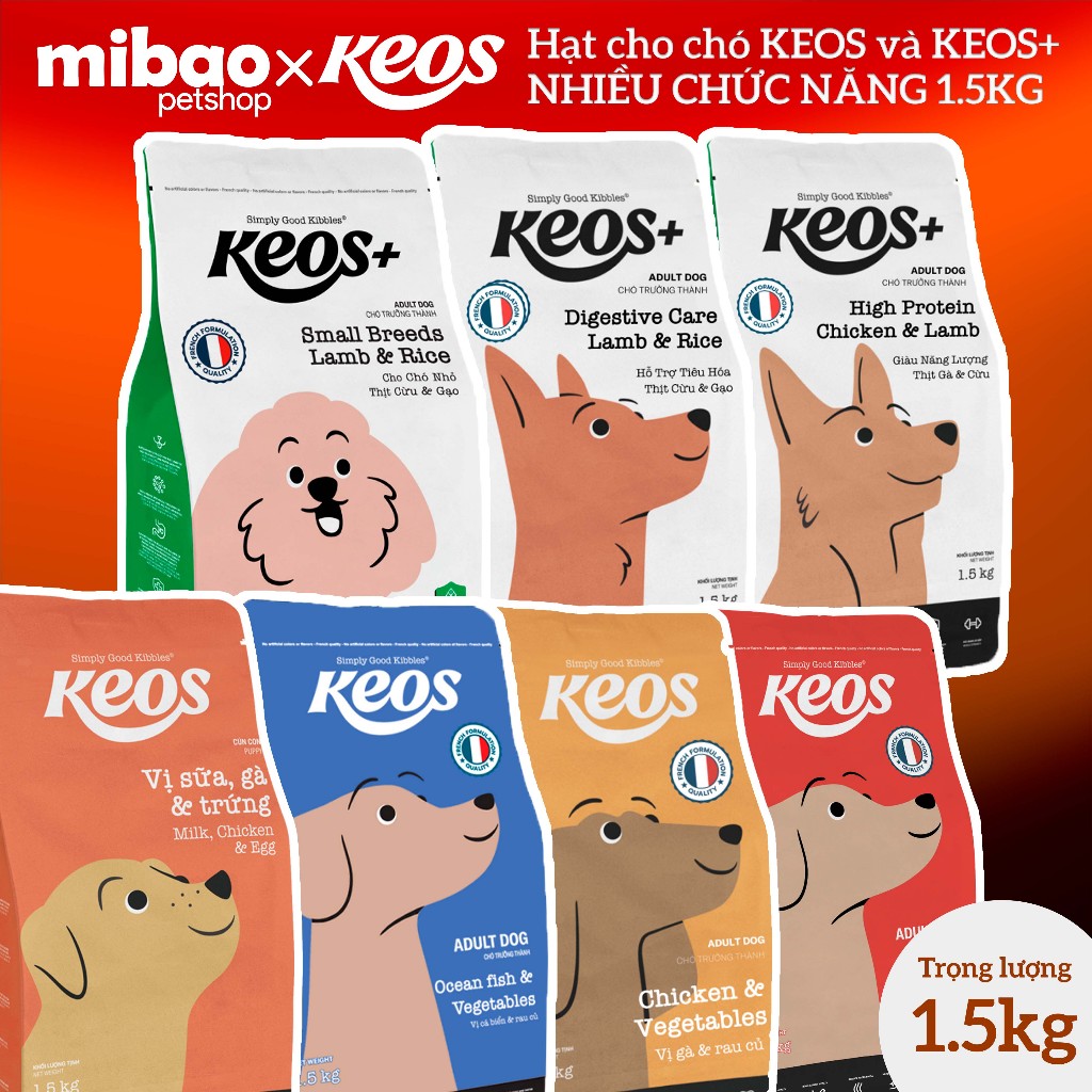 (1.5kg) Thức ăn hạt cho chó mọi lứa tuổi KEOS - Mibao Pet Shop