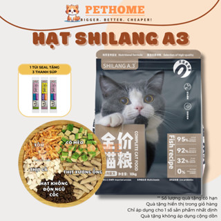 [Túi 5kg] Hạt Cho Mèo SHILANG A3 Thịt Gà, Tép, Tủy Xương, Cỏ Mèo Siêu Ngon, Không Độn Ngũ Cốc