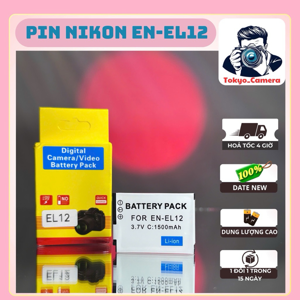 Pin Nikon EN-EL12 ( pin thay thế dung lượng cao )  S610, S710, S630, S620, S640, S70, S1000pj, P310