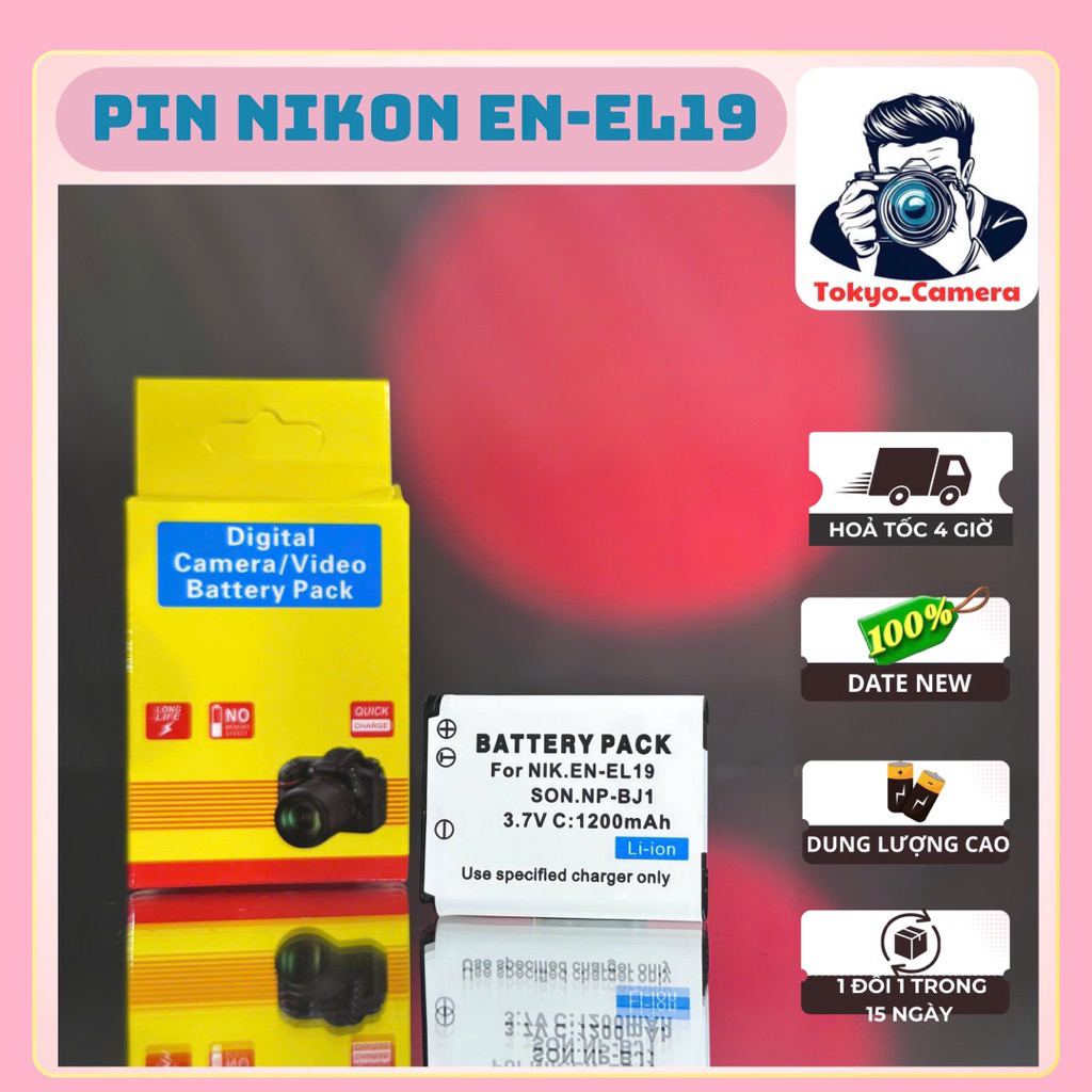 Pin Nikon EN-EL19 ( Pin thay thế )dùng cho Coolpix S4100, S4150, S4200, S4300, S5200, Coolpix S6400,