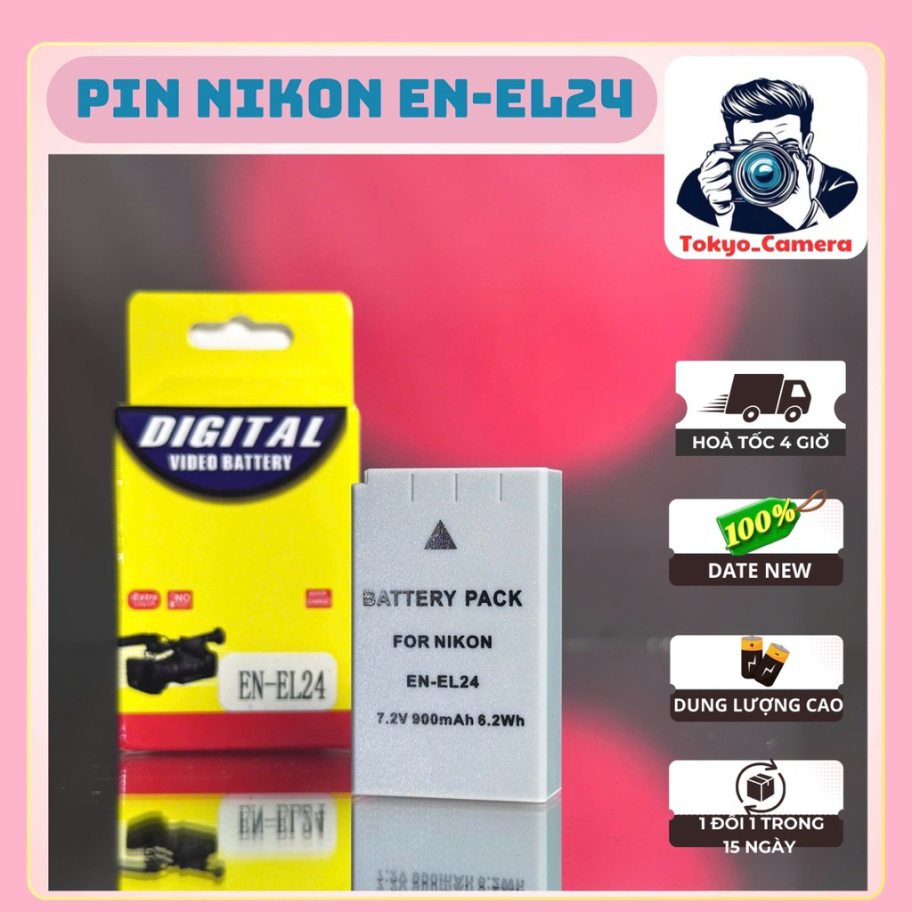 Pin Nikon EN-EL24 ( Pin thay thế )dùng cho Nikon 1 J5, Nikon 1 V3, Nikon DL18-50, Nikon DL24-85