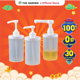 Bình Bơm Đựng Siro Bằng Nhựa THE GARDEN dung tích 1000ML Có Vòi Pump - Bình Đựng Sữa Đặc Mứt Sệt Có Thể Tháo Rời