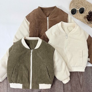 Áo khoác bomber chất nhung tăm trân bông cho bé trai/ áo khoác cho bé gái A25B147