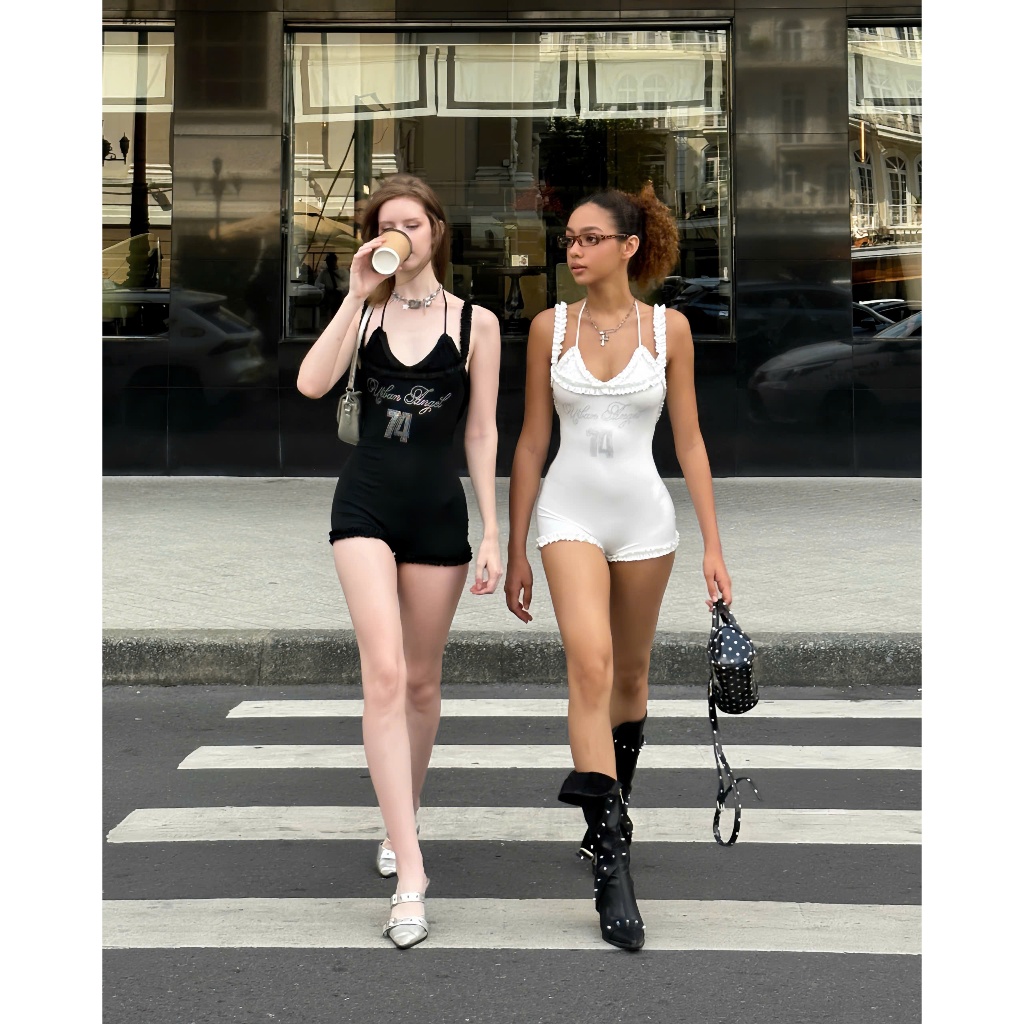 URBAN SHIFT - Urban Angels Jumpsuit - Suit áo liền quần phối ren, đính đá