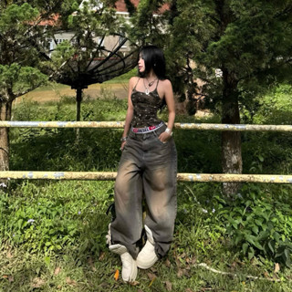    CAMO STAR   Set áo dây hoạ tiết camo star Slimfit - Quần ống rộng grunge wash jeans | BY DANEJI 