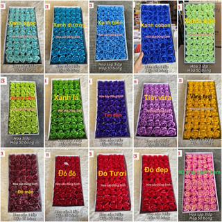 [ H303 ] ( Hộp 50 bông ) Hoa 3 lớp VIP hàng trung , hộp hoa hồng sáp thơm 3 lớp loại 1