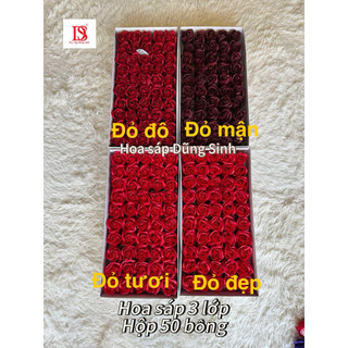 [ H303 ] ( Hộp 50 bông ) Hoa 3 lớp VIP hàng trung , hộp hoa hồng sáp thơm 3 lớp loại 1