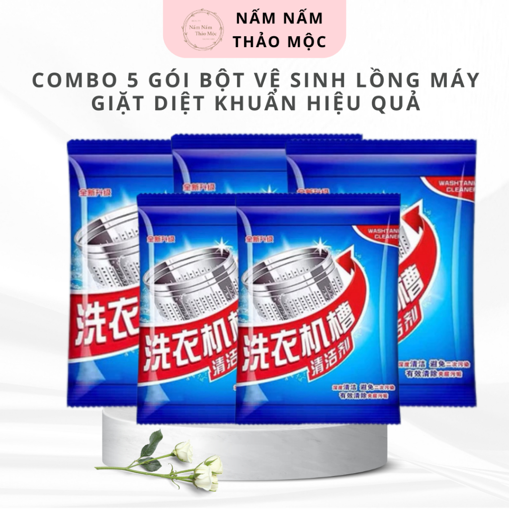 (combo5goi)Bột Tẩy Rửa Vệ Sinh Lồng Máy Giặt DIỆT KHUẨN TẨY RONG RÊU [Dùng Được Cho Cả Cửa Đứng Và Ngang]