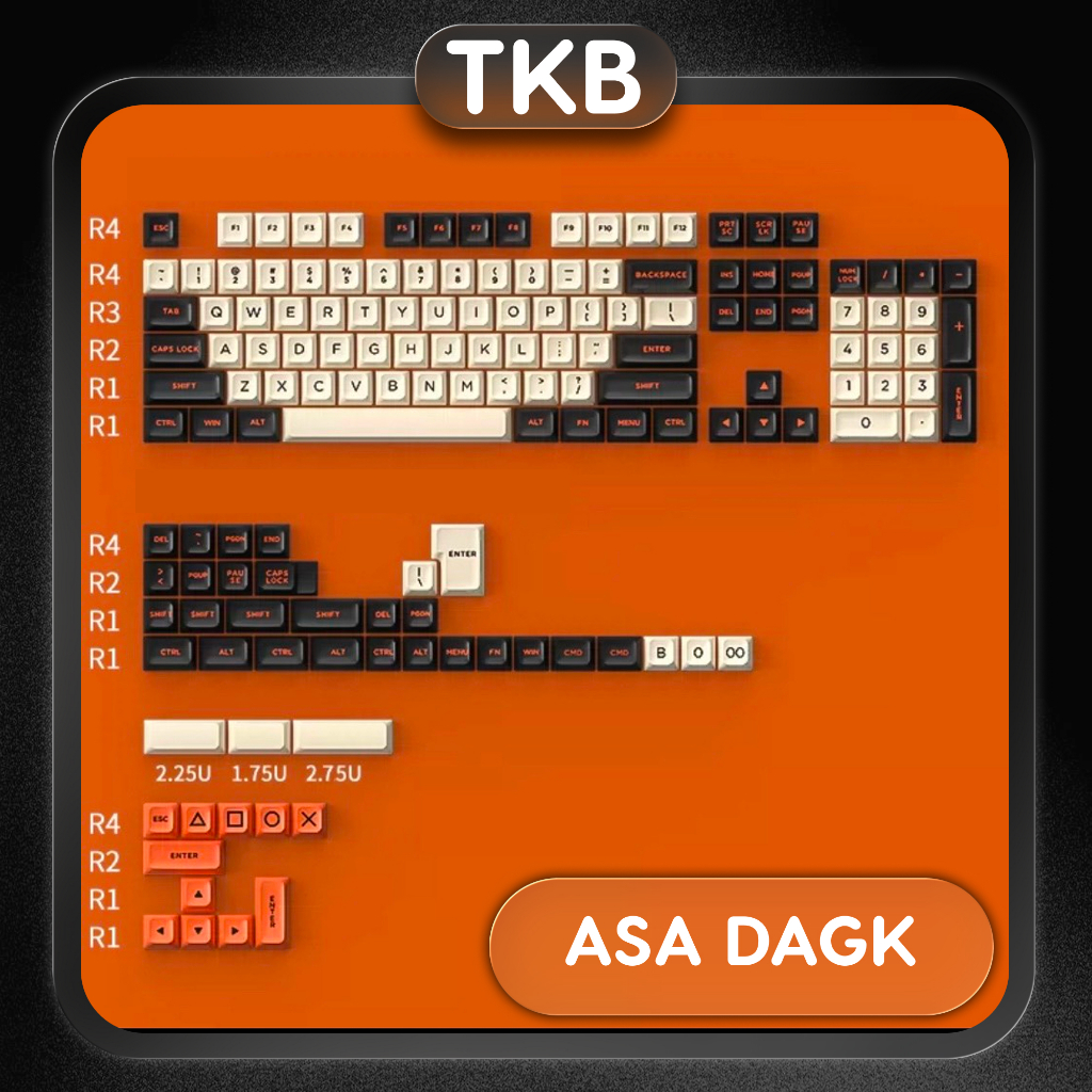 Keycap ASA DAGK Yellow Ox, Rome, Retro Carbon | PBT Double Shot 148 Nút