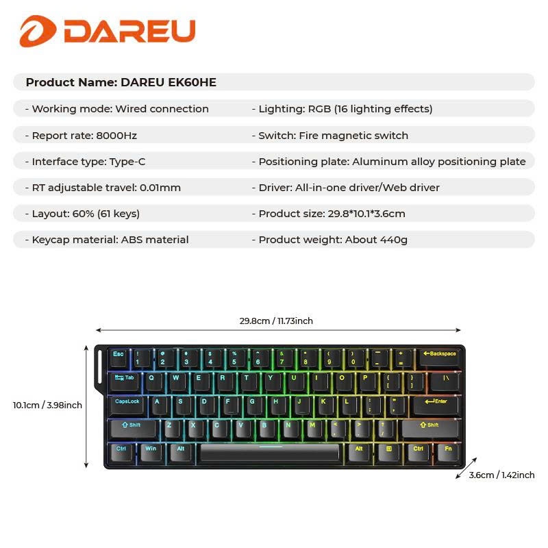 Bàn phím Rapid Trigger DAREU EK60 HE (DareU YULONG / FIRE Magnetic sw, RGB) | BigBuy360 - bigbuy360.vn