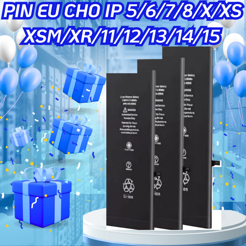 PIN THAY THẾ TƯƠNG THÍCH CHO IP 5/6/7/8/X/XS/XSM/XR/11/12/13/14/15 BẢO HÀNH 3 THÁNG, TẶNG SIU DÁN