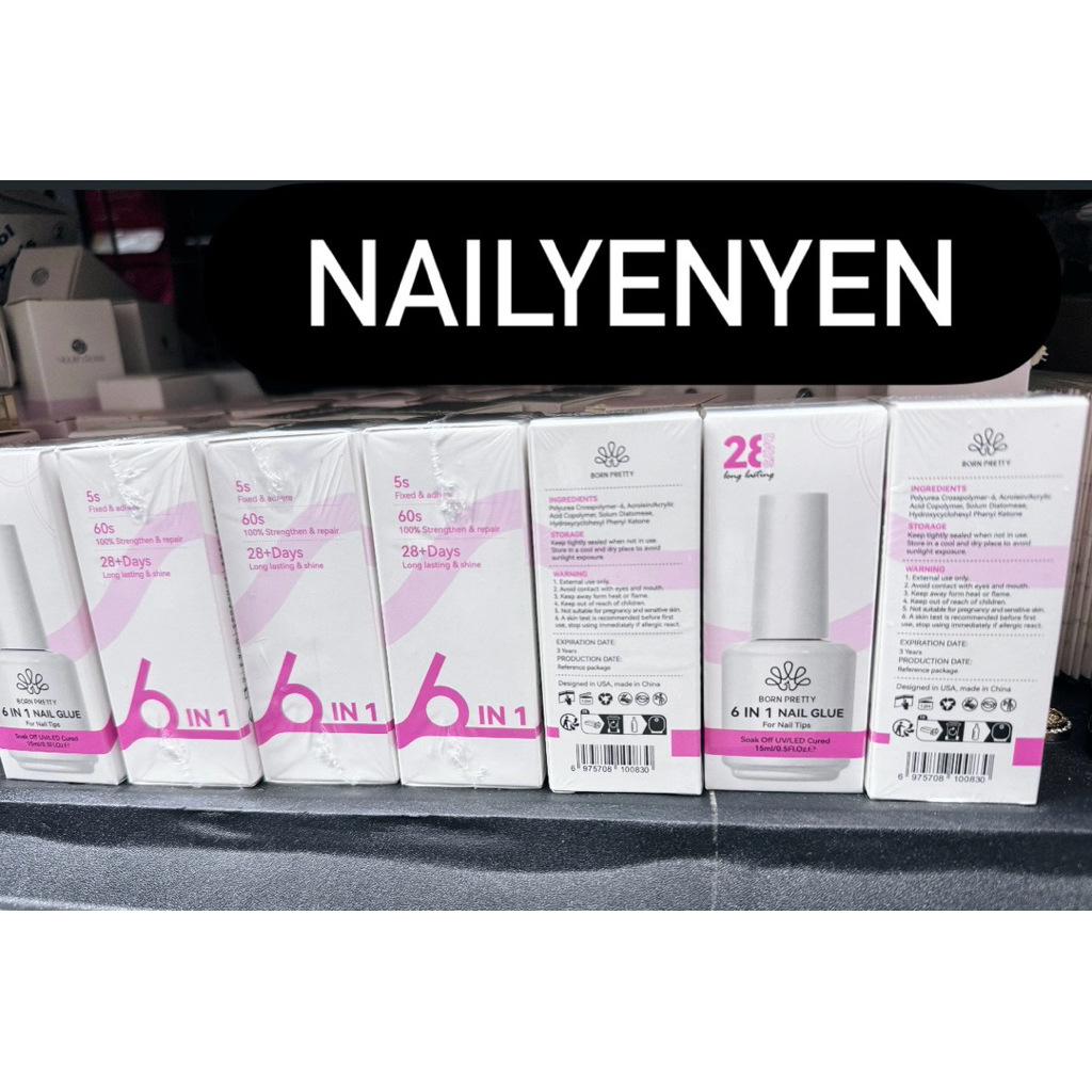  Gel đa năng 6in1 Born Pretty chính hãng 15ml: base  úp móng cứng móng top loang top coat mẫu mới có hộp 