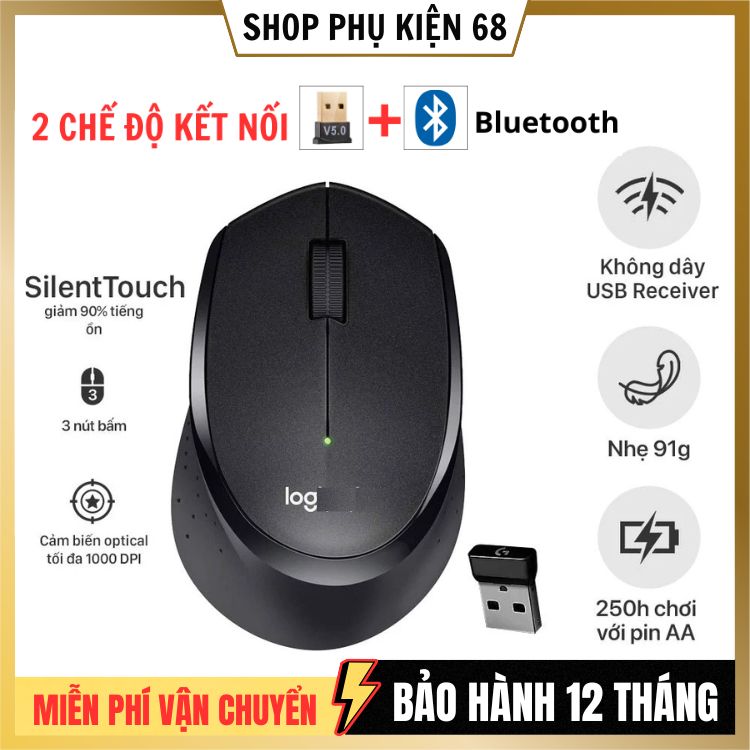 Chuột Không Dây Logitech M330 | M240 | M185 Silent Plus Chuột Tiết Kiệm Pin, Độ Nhạy Cao 2.4GHz