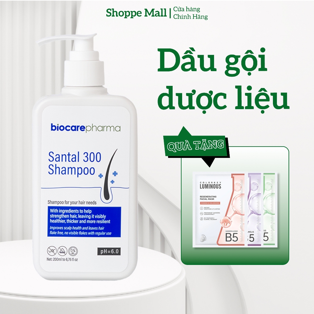 Dầu gội dược liệu BIO CARE PHARMA giảm gàu, nấm ngứa da đầu Santal 300