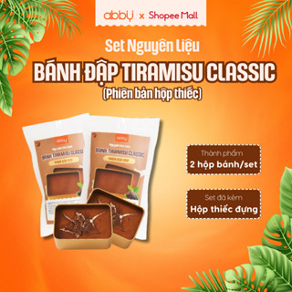 [ABBY] [TẶNG 2 HỘP THIẾC] Set nguyên liệu làm bánh đập tiramisu hộp thiếc vị cacao và matcha - thành phẩm 2 hộp