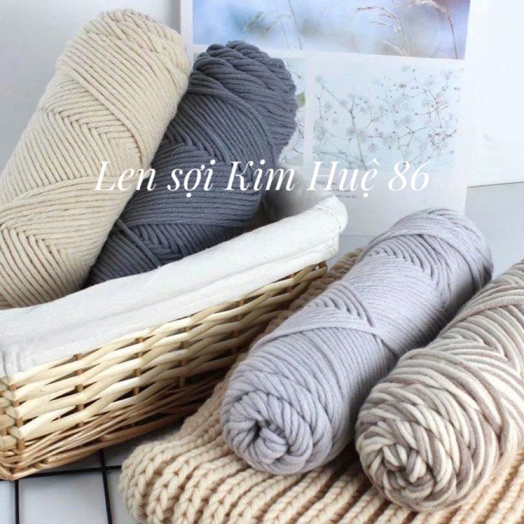 Len cotton Love đan khăn, áo - Len cotton ống sợi 3,5mm cuộn 100g