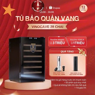  Tủ bảo quản rượu vang Vinocave 28 chai - kính cường lực tráng gương cao cấp - Bảo Hành 12 tháng 