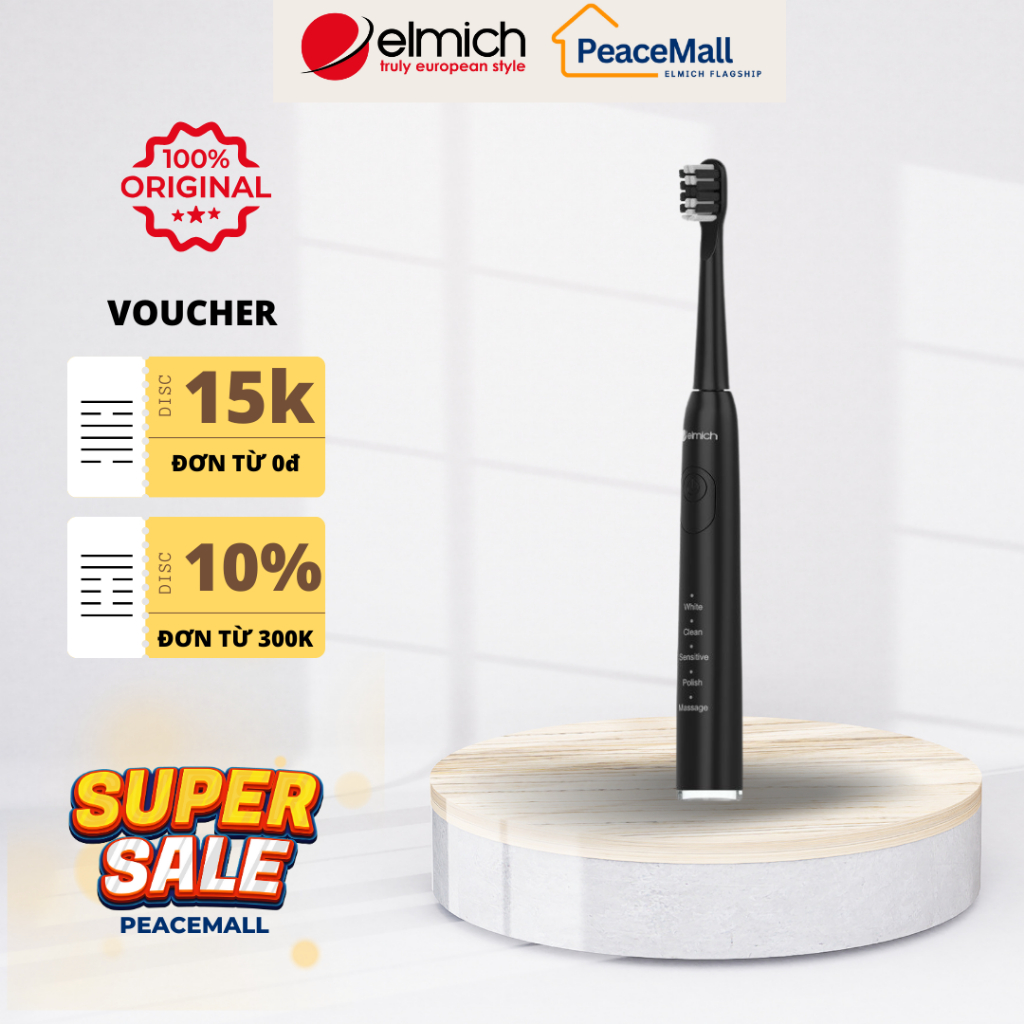 Bàn chải đánh răng điện Elmich Procare TBE-8454BK, hàng chính hãng - PeaceMall