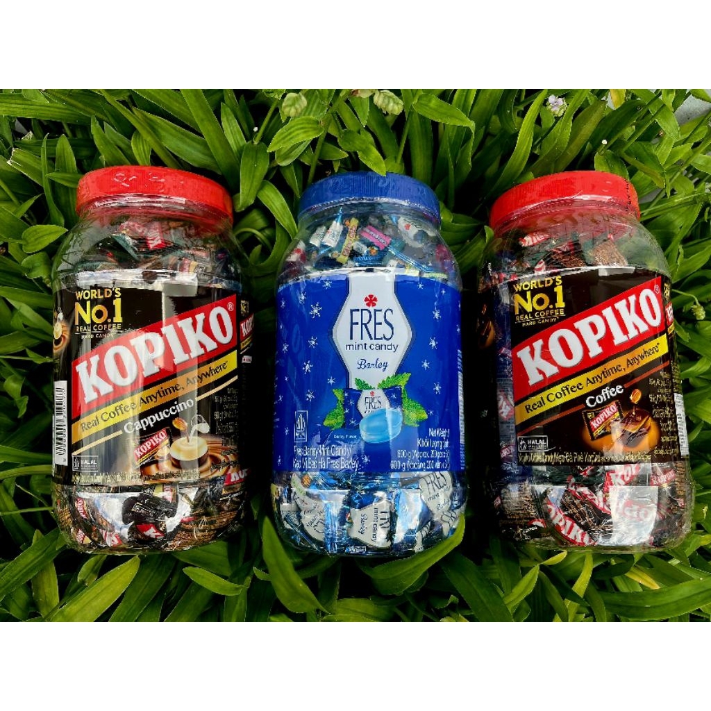 Kẹo Hủ Cafe Kopiko Sữa 560g và Kopiko Cà Phê Đen 560g