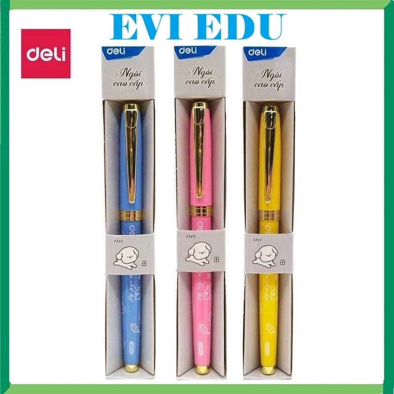 Bút máy kim loại Deli họa tiết đáng yêu CQ893 / Bút mực luyện chữ đẹp Q893 ngòi thay Q900