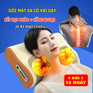 Gối massage hồng ngoại cổ vai gáy, máy massage 20 bi cao cấp hỗ trợ mát xa vùng cổ,vai gáy toàn thân