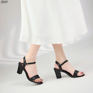 Giày MWC 3547 - Giày Sandal Cao Gót Đế Vuông 7cm, Giày Cao Gót Quai Ngang Tôn Dáng
