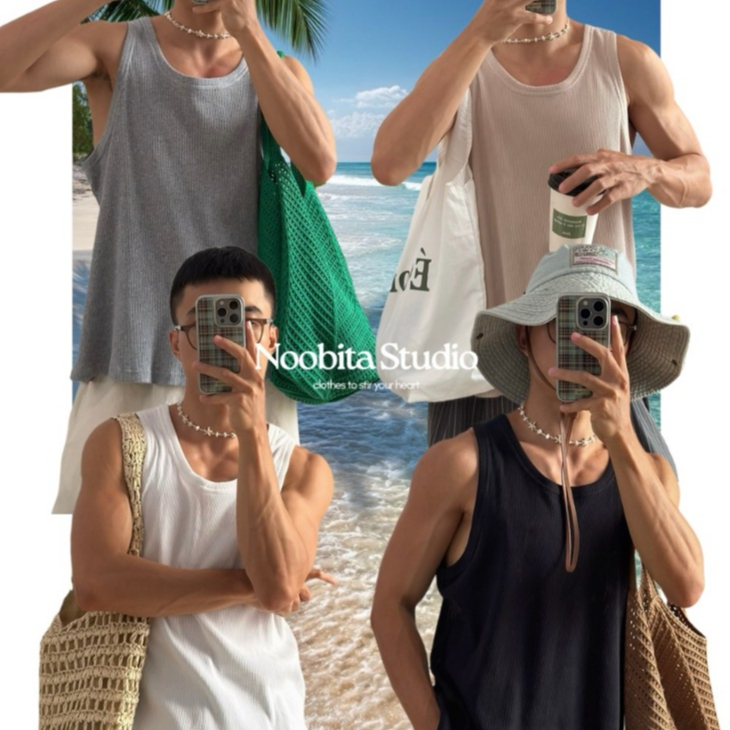 NOOBITA - Áo tanktop vải thun gân form rộng 8388