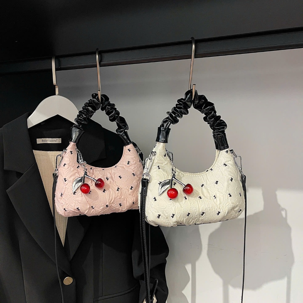 Túi xách đeo chéo, tay cầm dáng scrunchy họa tiết nơ dễ thương - DK170 | BigBuy360 - bigbuy360.vn