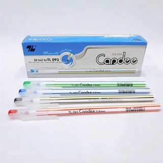  Bút Nến Cande Thiên Long TL-093 Hộp 20 Chiếc – Bút Bi Xoắn Ngòi 0.6mm Mực Xanh Đen Viết Trơn Mịn Có Nắp Chống Khô 