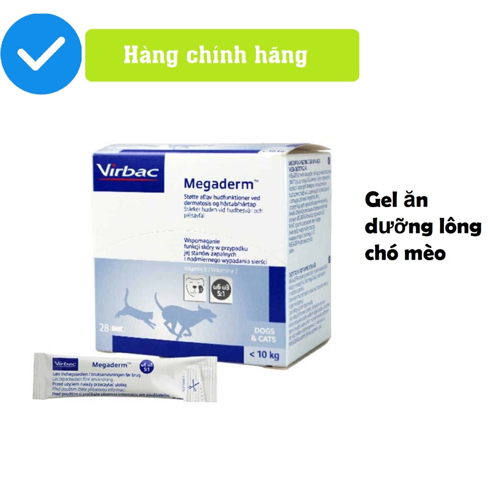 Virbac Megaderm 1 tuýp, Dinh dưỡng giúp chó, mèo mượt lông, khỏe da [hộp 28 tuýp]