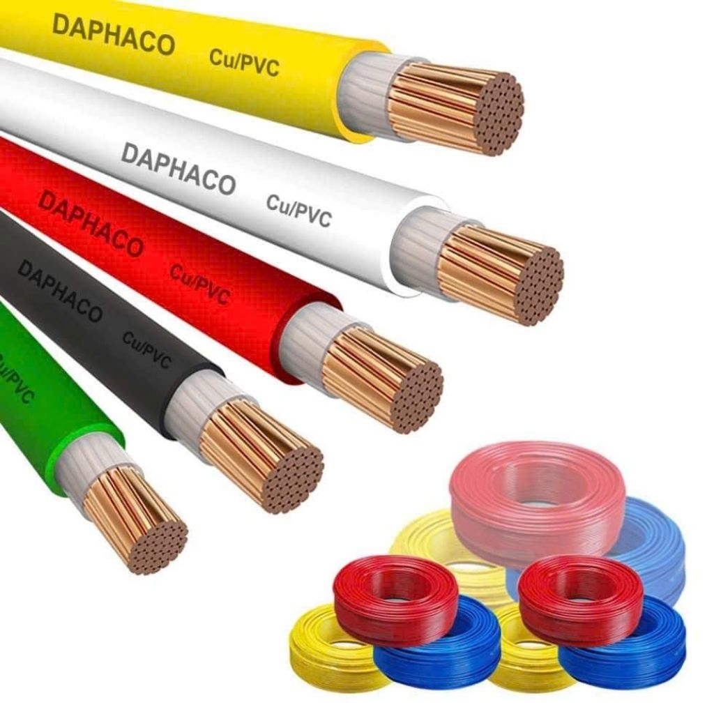 Dây điện đơn dây 6.0 dây cáp điện 1 sợi 7 tim lỗi đồng  chính hãng daphaco(1m) cuộn 100m