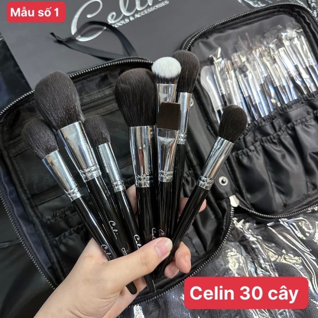 {Chính hãng}Bộ Cọ Celin 30 Cây Lông Thú Cán Nhựa Khắc Tên Hãng Trên Thân Cọ Kèm Bao Da