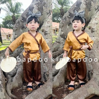 Bộ đồ Tiều Phu cho bé - Bộ đồ truyền thống cho bé chơi Trung Thu, lễ hội, chơi Tết theo phong cách dân gian - kimbapdoo