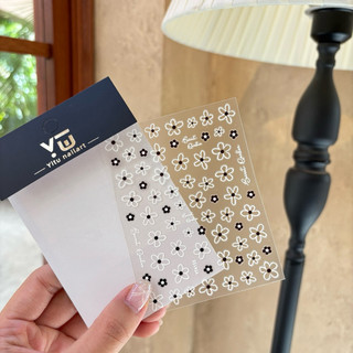  Sticker hoa đen trắng dán móng 