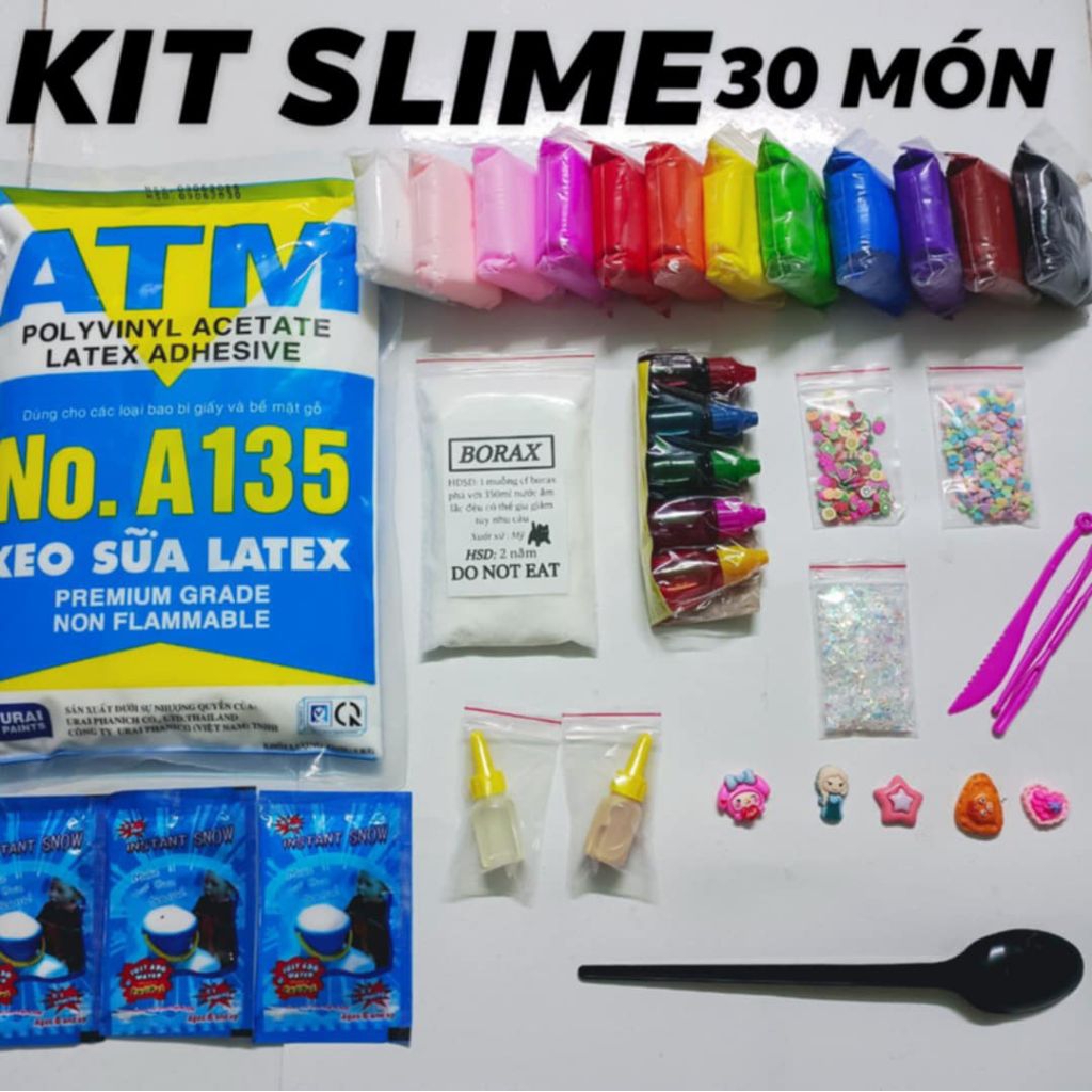 BỘ KIT SLIME 30 MÓN TRANG TRÍ SLIME/Keo sữa đầy đủ dung dịch làm đông giải trí vui nhộn