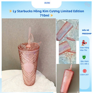  Ly Starbucks Hồng Kim Cương 710ml Có Ống Hút – Ly Nhựa Starbucks Cold Cup Limited 