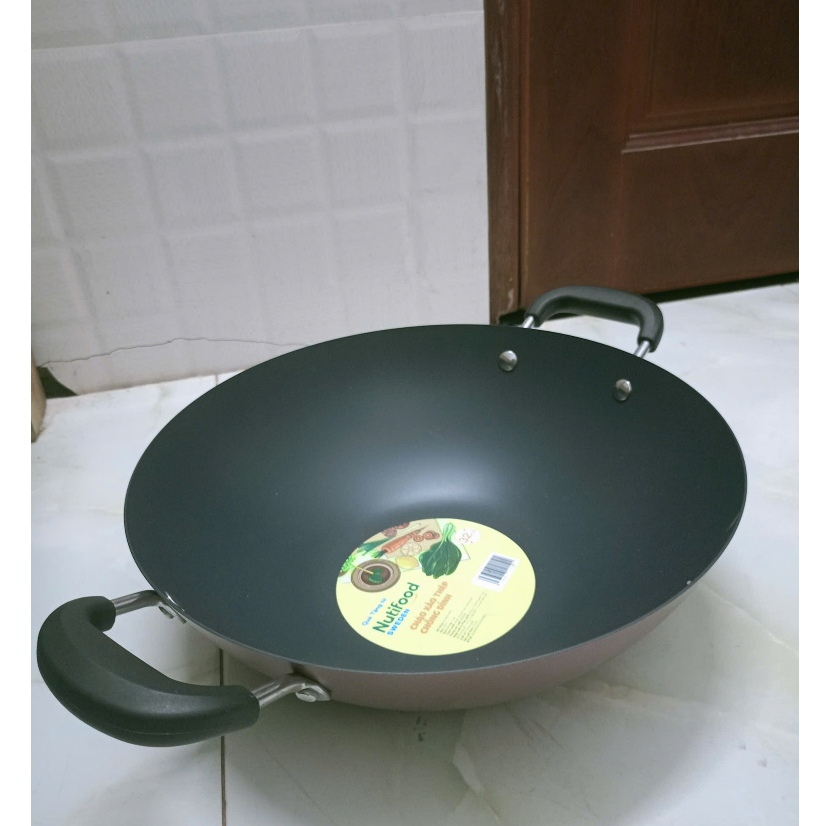 Green cook - chảo xào sâu lòng thép/chảo vân kim cương 32cm-Quà tặng nutifood