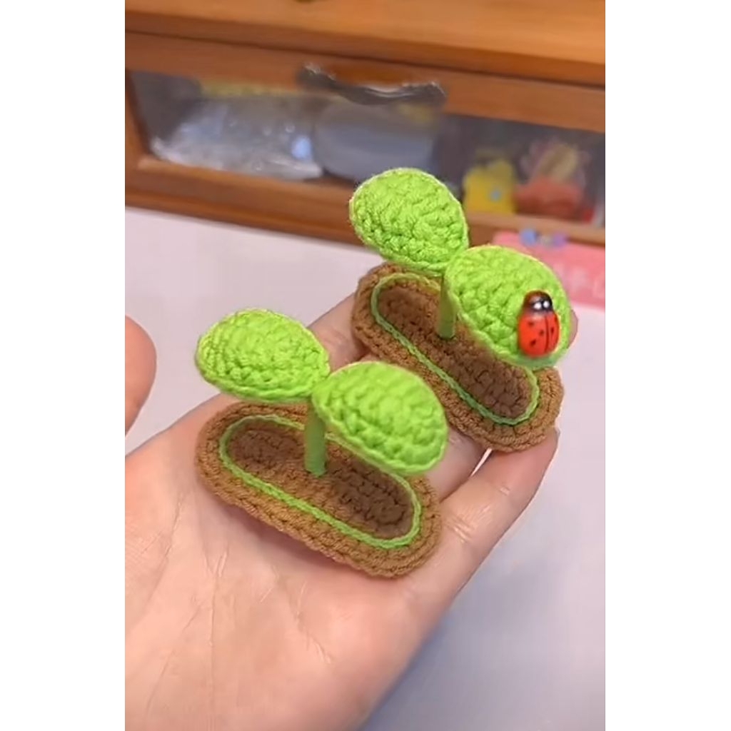 Kẹp Tóc Mầm Cây Len Handmade , Kẹp Tóc Mái Hoa Len Nhiều Mẫu Xinh