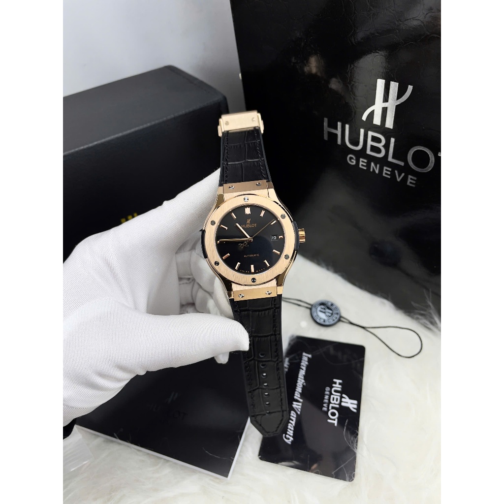 [Fullbox] Đồng Hồ Hublot nam miyota mặt đen - Bản đẹp ✔ Máy cơ myota 8215