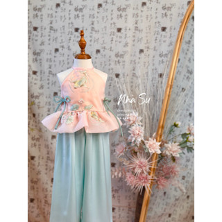  Sét yếm Trung thu yếm Tết cao cấp cho bé NS 234 set yếm thêu cá chép hoạ tiết 3D cho bé gái 