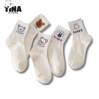 Set 10 Đôi Tất vớ nam nữ hoạ tiết đầu gấu dễ thương chất liệu co dãn thoáng mát 335 