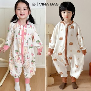 Túi ngủ dài tay hè thu vải Cotton khoá kéo 3 chiều dễ thay bỉm đêm túi ngủ cho bé nằm điều hoà 