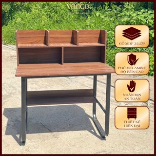 Bàn học kèm giá sách VANGO , chân sắt chữ U sơn tĩnh điện, mặt gỗ MDF phủ Melamine chống thấm chống xước