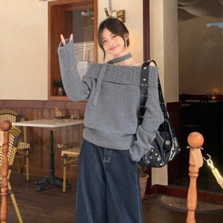  Áo Len Lông Thỏ Trễ Vai Cổ Rộng Dáng Vừa Áo Len Dệt Kim TẶNG KÈM DÂY ĐEO CỔ Phong Cách Hàn Quốc Nữ Tính Shopquacam 