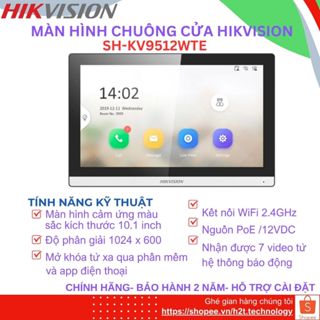 Màn hình căn hộ thông minh cao cấp HIKVISION SH-KH9512-WTE1 10.1 inch, WiFi, kết nối 16 Camera