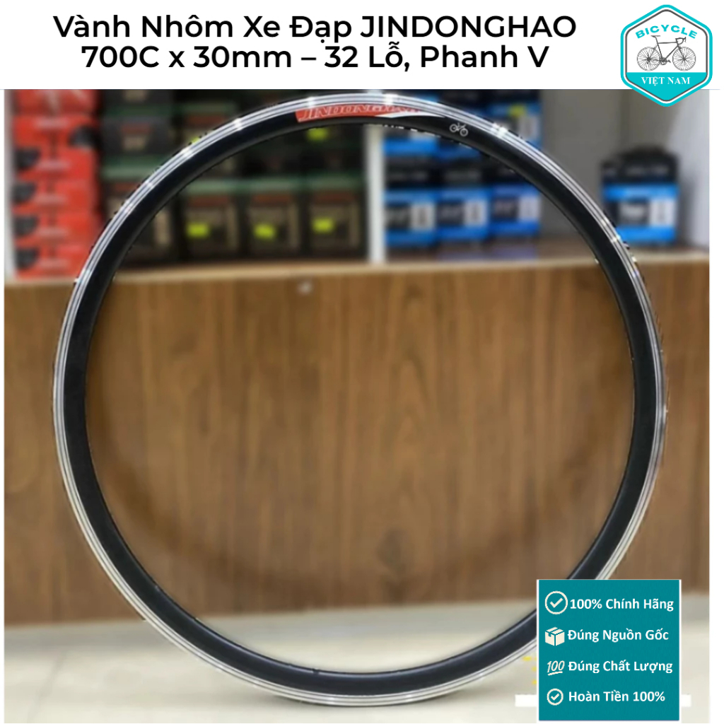 Vành Nhôm Xe Đạp JINDONGHAO 700C x 30mm – 32 Lỗ, Phanh V