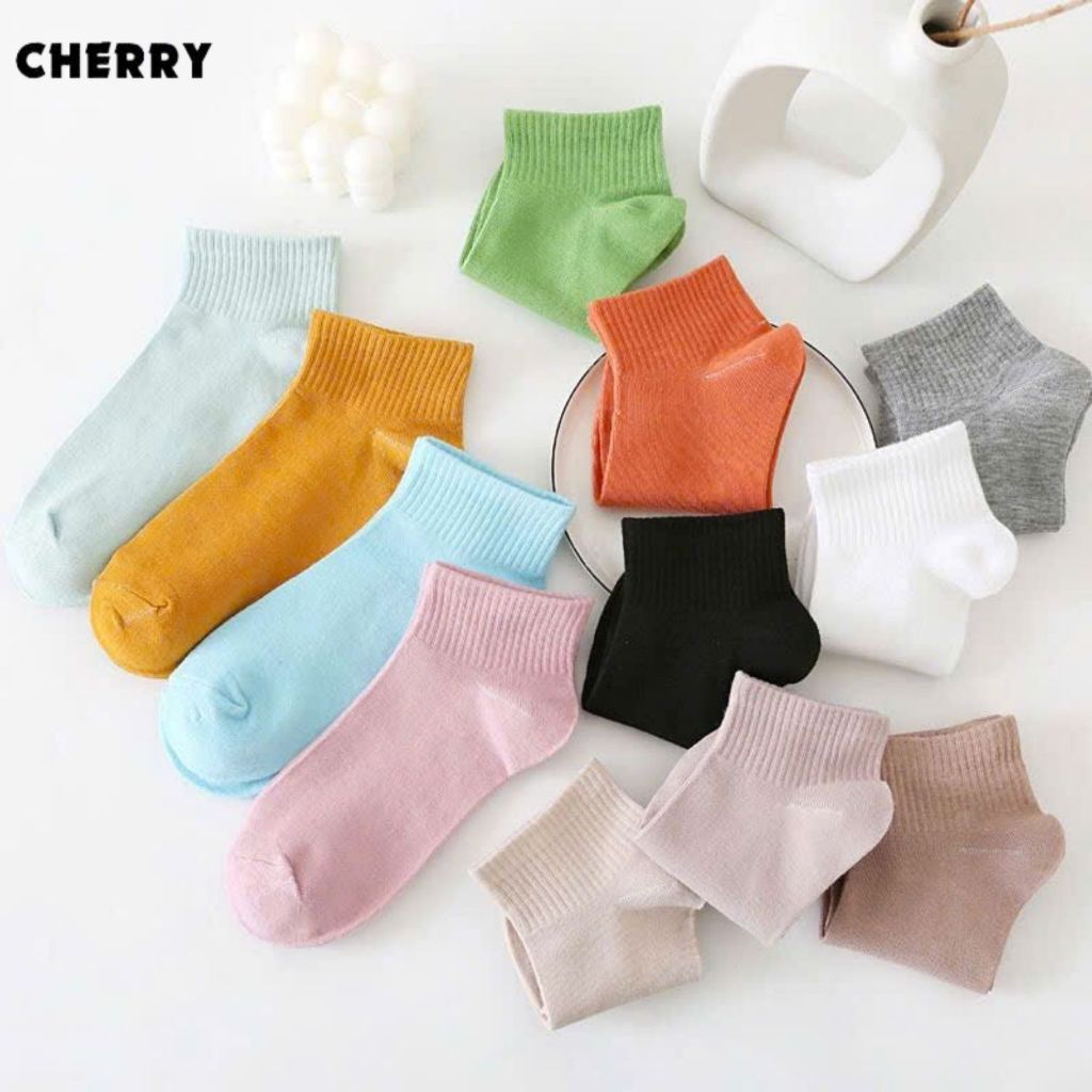 Tất cổ ngắn nam nữ chất liệu cotton dày co giãn bốn chiều, thoáng khí chống hôi chân - Cherry Shop