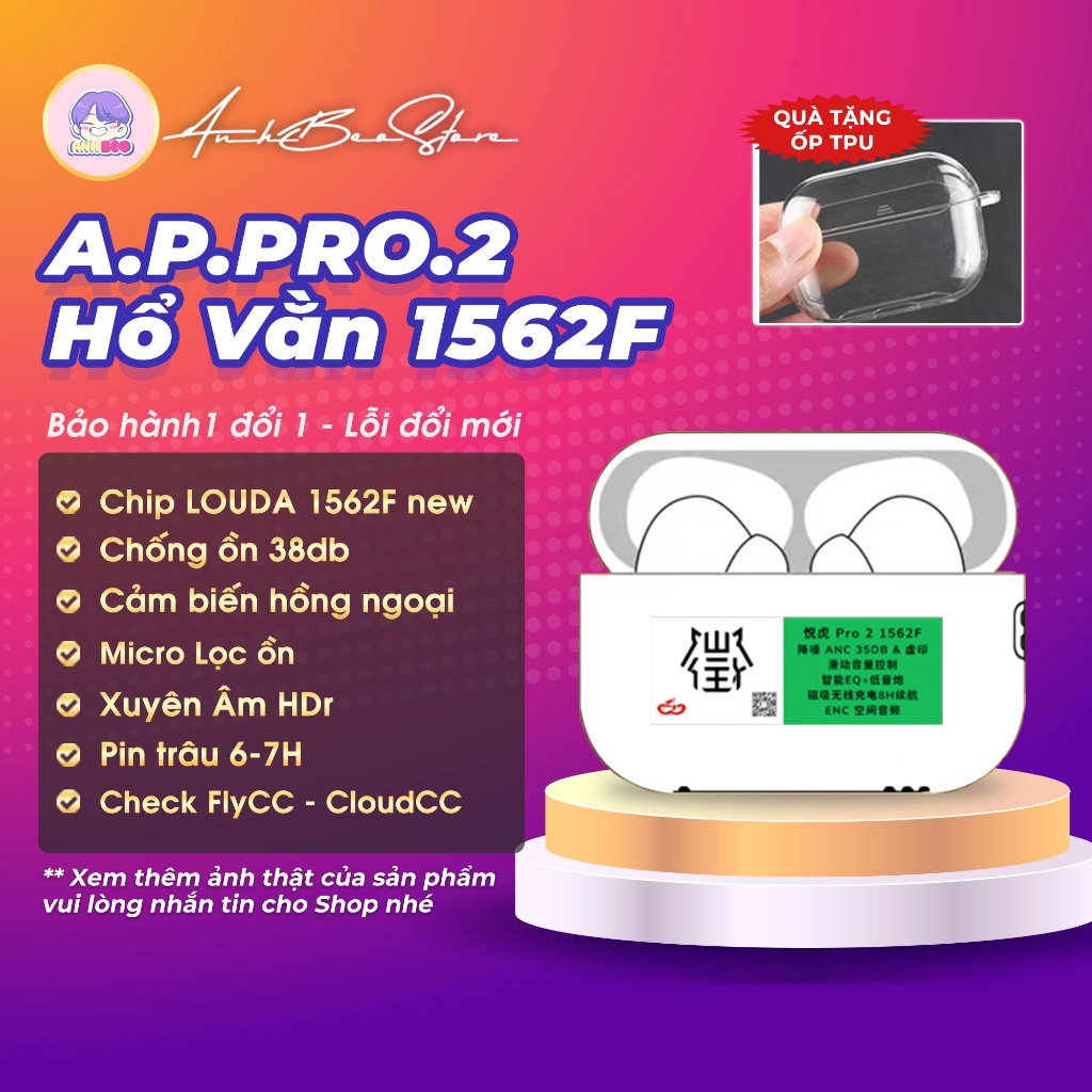 [Tặng Ốp] Tai nghe Pro.2 Hổ Vằn 1562F chống ồn chủ động 38Db - Xuyên âm - Cảm biến hồng ngoại